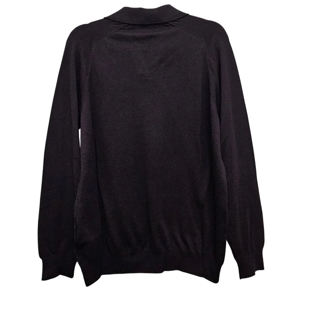 Sunspel Polo Sweater Men Medium Brown Sea Island Cotton Cashmere Knit Luxury Top